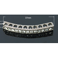 Zinc Alloy Rhinestone Beads, Platinum, 38~39x4.5x5mm, Hole: 2mm(RB-H147-N)