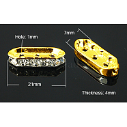 Brass with Grade A Rhinestone Bridge Spacers, Hexagon, Golden, 21x7x4mm, Hole: 1mm(RB-H236-G)