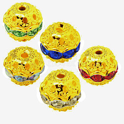 Brass Rhinestone Beads, Grade A, Golden Metal Color, Round, 10mm in diameter, Hole: 1.2mm(RB-A011-10mm-G)