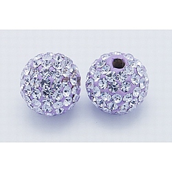 Middle East Rhinestone Beads, Polymer Clay Inside, Round, Purple, 10mm, PP11(1.7~1.8mm), Hole: 1.5mm(RB-B023-3)