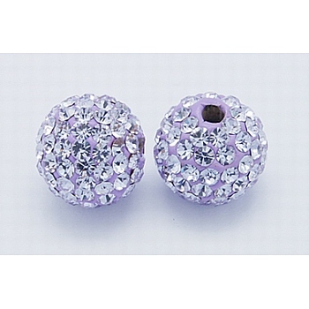 Middle East Rhinestone Beads, Polymer Clay Inside, Round, Purple, 8mm, PP9(1.5.~1.6mm), Hole: 1mm