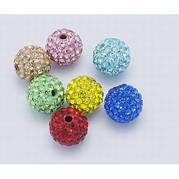 Middle East Rhinestone Beads, Polymer Clay Inside, Round, Mixed Color, 8mm, PP9(1.5.~1.6mm), Hole: 1mm