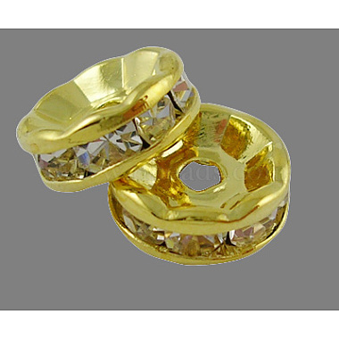 12mm Rondelle Brass+Rhinestone Spacer Beads
