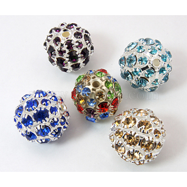 20mm Mixed Color Round Brass + Rhinestone Beads