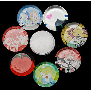 Glass Cabochons, Half Round/Dome, Mixed Color, 15mm in diameter, 6mm thick(RB295Y)