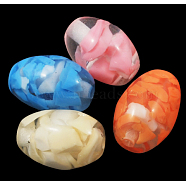 Resin Beads, Imitation Gemstone Chips Style, Mixed Color, Oval, about 19.5mm long, 13.5mm wide, hole: 2.5mm(RB639Y)