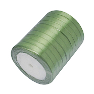 Single Face Satin Ribbon, Polyester Ribbon, Olive, 1/4 inch(6mm), about 25yards/roll(22.86m/roll), 10rolls/group, 250yards/group(228.6m/group)(RC012-131)