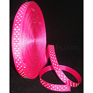 Polka Dot Ribbon Grosgrain Ribbon, Fuchsia, three points on an oblique line, about 3/8 inch(10mm) wide, 50yards/roll(45.72m/roll)(RC10mm-28)