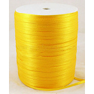 Double Face Satin Ribbon, Polyester Ribbon, Gold, 1/8 inch(3mm) wide, about 880yards/roll(804.672m/roll)(RC3mmY016)