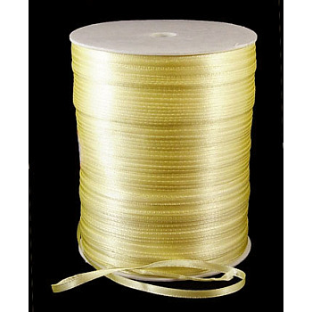 Double Face Satin Ribbon, Polyester Ribbon, Yellow, 1/8 inch(3mm) wide, about 880yards/roll(804.672m/roll)
