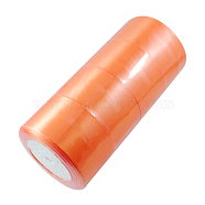 Single Face Satin Ribbon, Polyester Ribbon, Orange, 2 inch(50mm), about 25yards/roll(22.86m/roll), 100yards/group(91.44m/group), 4rolls/group(RC50MMY-017)