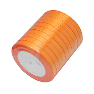 Single Face Satin Ribbon, Polyester Ribbon, Orange, 1/4 inch(6mm), about 25yards/roll(22.86m/roll), 10rolls/group, 250yards/group(228.6m/group)(RC6mmY017)