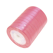 Single Face Satin Ribbon, Polyester Ribbon, Pink, 1/4 inch(6mm), about 25yards/roll(22.86m/roll), 10rolls/group, 250yards/group(228.6m/group)(RC6mmY082)
