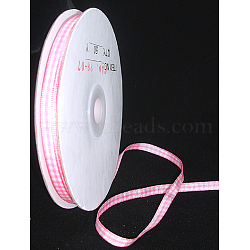 Double Face Gingham Ribbon Satin Ribbon, Polyester Ribbon, Pink, 1/4 inch(7mm), 50 yards/roll(45.72/roll)(RC7mm-06)