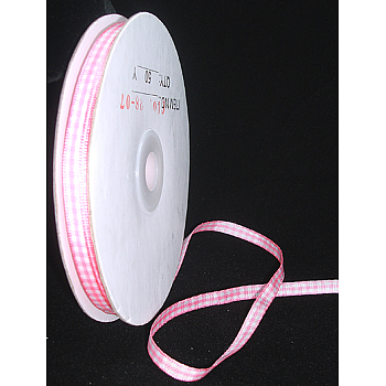 Double Face Gingham Ribbon Satin Ribbon, Polyester Ribbon, Pink, 1/4 inch(7mm), 50 yards/roll(45.72/roll)