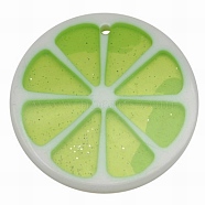Resin Pendants, with Glitter Powder, Lemon, Yellow Green, 34~35x3~4mm, Hole: 2mm(RESI-R337-2)