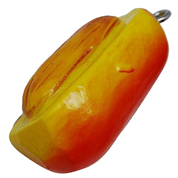 Colorful Resin Pendants, Fruit, Orange Red, Size: about 23mm long, 13mm wide, 13mm thick, hole: 2mm, 100pcs/bag