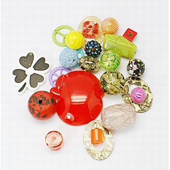 Resin Beads, Mixed Shape, Size: about 9~50mm wide.