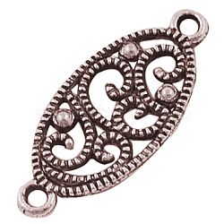 Tibetan Style Links connectors, Oval, Red Copper, Lead Free and Cadmium Free and Nickel Free, 27x11.5x1.5mm, Hole: 1.5mm(RLF9451Y-NF)