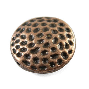 Tibetan Style Beads, Zinc Alloy, Lead Free & Cadmium Free, Flat Round, Red Copper Color, 17mm in diameter, 6mm thick, hole: 1mm