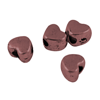Tibetan Style Alloy Spacer Beads, Cadmium Free & Nickel Free & Lead Free, Heart, Red Copper, 3.5x4x3mm, Hole: 1.5mm
