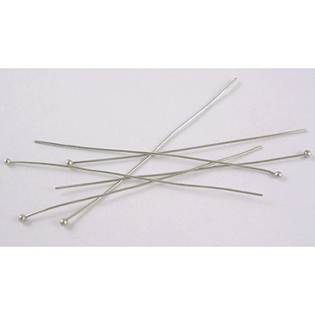 Brass Ball Head Pins, Platinum Color, Size: about 0.7mm thick(21 Gauge), 60mm long, Head: 1.8mm