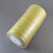 Glitter Metallic Ribbon, Sparkle Ribbon, DIY Material for Organza Bow, Double Sided, Golden Color, Size: about 3/4 inch(20mm) wide, 25yards/roll(22.86m/roll), 10rolls/group, 250yards/group(228.6m/group)(RS20mmY-G)