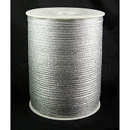 Glitter Metallic Ribbon, Sparkle Ribbon, DIY Material for Organza Bow, Double Sided, Silver Metallic Color, Size: about 1/8 inch(3mm) wide, 880Yards/Roll(811.98m/roll)(RS3mmY-S)