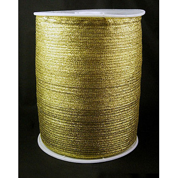 Glitter Metallic Ribbon, Sparkle Ribbon, DIY Material for Organza Bow, Double Sided, Golden Color, Size: about 1/8 inch(3mm) wide, 880Yards/Roll(811.98m/roll)