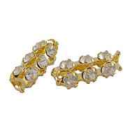 Brass Rhinestone Spacer Beads, Grade B, Golden Color, about 6mm wide, 16mm long, hole: 2mm(RSB023-3B)
