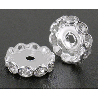 17mm Clear Rondelle Brass + Rhinestone Spacer Beads