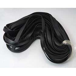 Synthetic Rubber Cord, No Hole, Flat, Black, 10x2mm, about 54.68~57.96 yards(50~53m)/2000g(RW009-1)