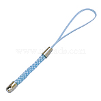 Cord Loop with Alloy Findings and Nylon Cord, Lt.Sky Blue, about 4mm wide, 7~7.5cm long, hole: 2mm(SCW023-3)