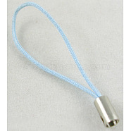 Mobile Phone Strap, Colorful DIY Cell Phone Straps, Nylon Cord Loop with Alloy Ends, Light Blue, 50~60mm(SCW001)