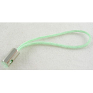 Mobile Phone Strap, Colorful DIY Cell Phone Straps, Nylon Cord Loop with Alloy Ends, Light Green, 50~60mm(SCW002)