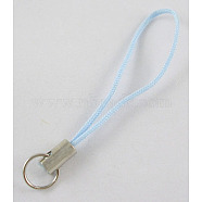 Mobile Phone Strap, Colorful DIY Cell Phone Straps, Alloy Ends with Iron Rings, Sky Blue, 6cm(SCW014)