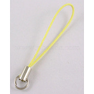 Mobile Phone Strap, Colorful DIY Cell Phone Straps, Alloy Ends with Iron Rings, Yellow, 6cm(SCW016)