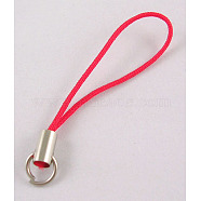 Mobile Phone Strap, Colorful DIY Cell Phone Straps, Alloy Ends with Iron Rings, Red, 6cm(SCW019)