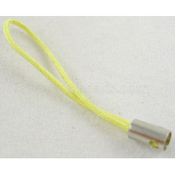 Mobile Phone Strap, Colorful DIY Cell Phone Straps, Nylon Cord Loop with Alloy Ends, Yellow, 50~60mm(SCW005)