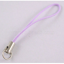 Mobile Phone Strap, Colorful DIY Cell Phone Straps, Alloy Ends with Iron Rings, Violet, 6cm(SCW015)