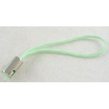 Mobile Phone Strap, Colorful DIY Cell Phone Straps, Nylon Cord Loop with Alloy Ends, Light Green, 50~60mm