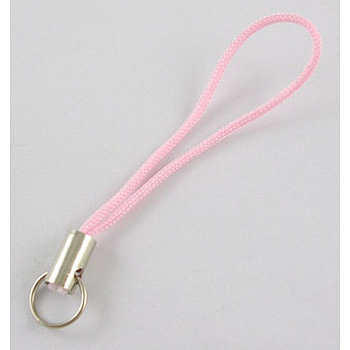Mobile Phone Strap, Colorful DIY Cell Phone Straps, Alloy Ends with Iron Rings, Pink, 60mm