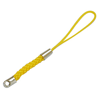 Cord Loop with Alloy Findings and Nylon Cord, Gold, about 4mm wide, 7~7.5cm long, hole: 2mm