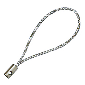 Cord Loop with Alloy Findings and Purl Cord, Silver, about 5cm long, hole: 1.8mm