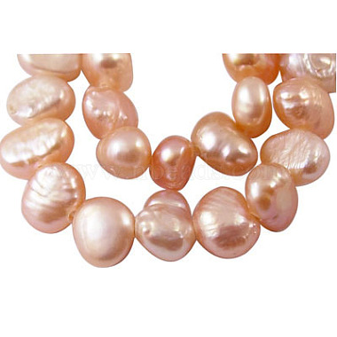 8mm Pink Two Sides Polished Pearl Beads
