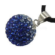 Austrian Crystal Charms, With Sterling Silver Clasps, Round, Sapphire, 12mm, Hole: 3.5mm(SR12MM-A206)
