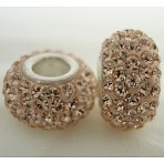 Austrian Crystal European Beads, Large Hole Beads, Sterling Silver Core, Rondelle, 391_Silk, about 11mm in diameter, 7.5mm thick, hole: 4.5mm(SS006-BD91545)