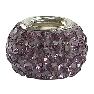 Austrian Crystal European Beads, Large Hole Beads, Single Sterling Silver Core, Rondelle, 212_Lt.Amethyst, about 7mm in diameter, 5.5mm thick, hole: 3mm(SS002-A212)