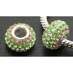 Austrian Crystal European Beads, Large Hole Beads, Sterling Silver Core, Grade AAA, Rondelle, Colorful, about 11.5mm in diameter, 7mm thick, hole: 4.5mm(SS020-A-1)