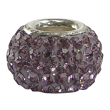 Austrian Crystal European Beads, Large Hole Beads, Single Sterling Silver Core, Rondelle, 212_Lt.Amethyst, about 7mm in diameter, 5.5mm thick, hole: 3mm